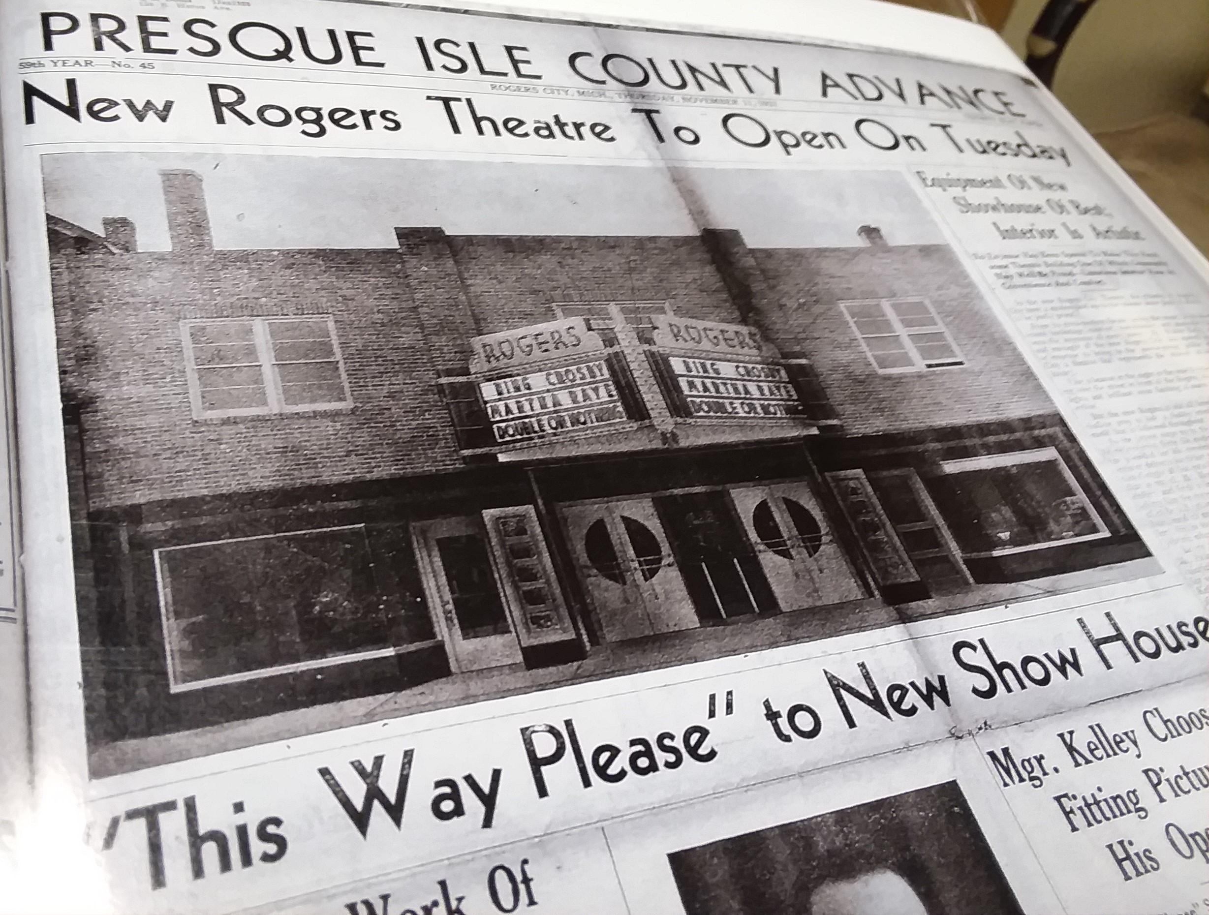 article about the theater in the Presque Isle Advance